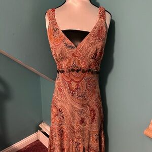 FUNKY/ PRETTY PAISLEY DRESS WITH METAL BAUBLES NWT